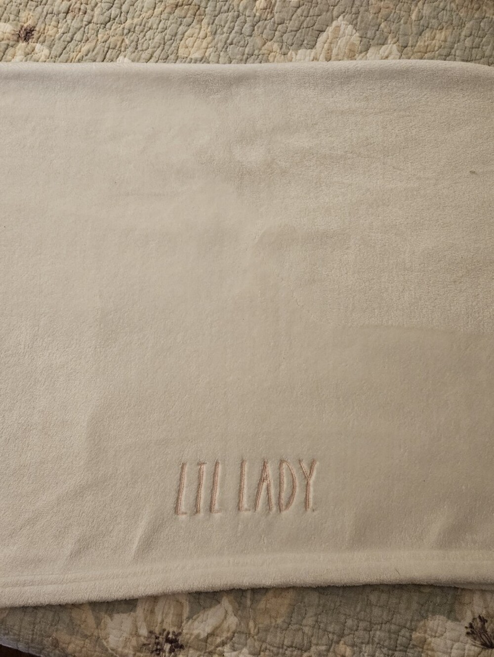Rae Dunn Lil Lady Plush Cream Baby Blanket - 34 X 40